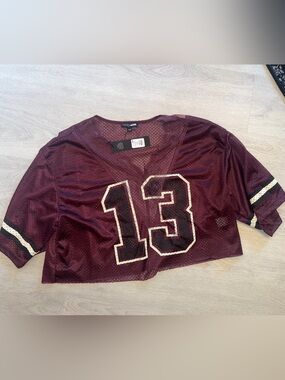 Burgundy “13” Mesh football jersey